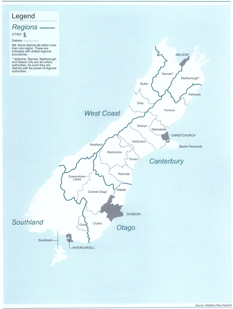 Local government boundaries – South IslandWith effect from 1 July 1992